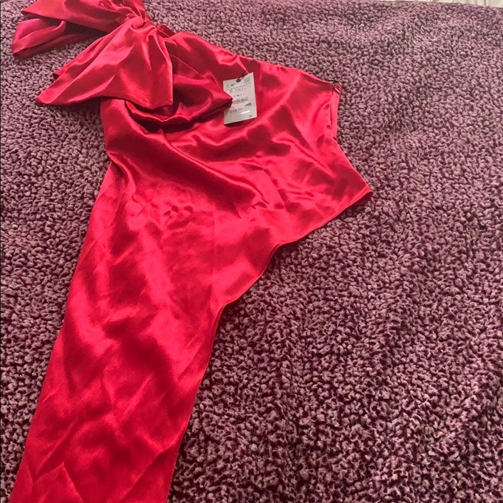 Magenta large bow formal top